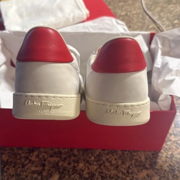Salvatore Ferragamo Men's White and Red Sneakers - Picture 10 of 10